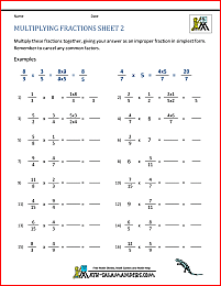 Multiplying Fractions Worksheet