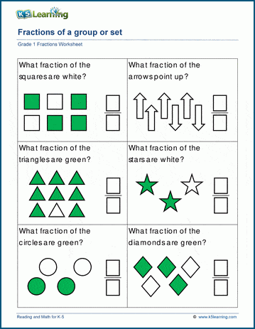 fractions of a group worksheet