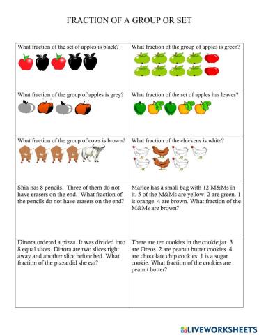 fractions of a group worksheet