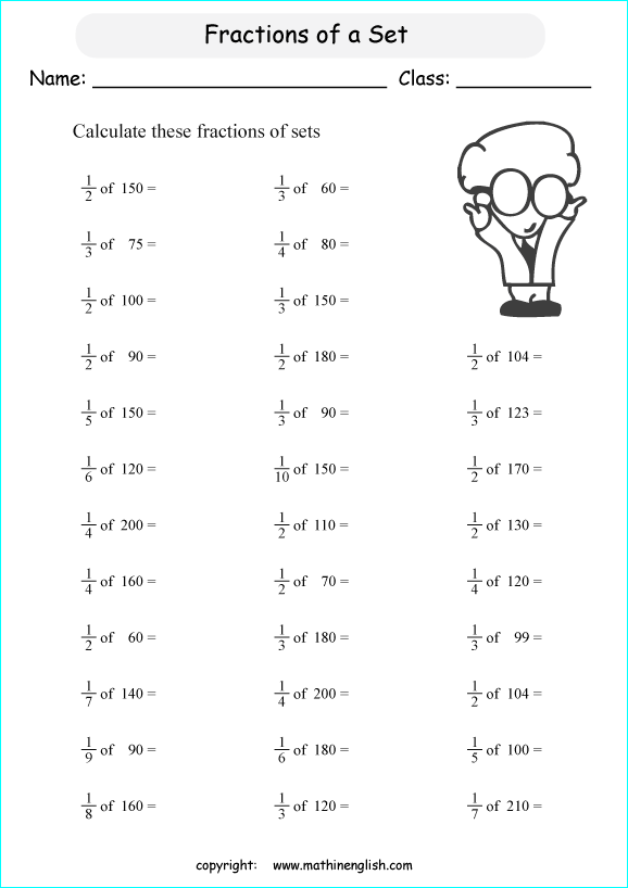 fractions of a set worksheet grade 4