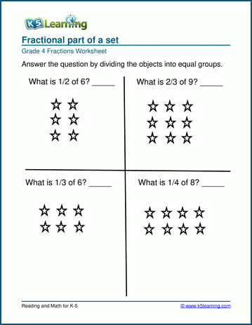 fractions of a set worksheet