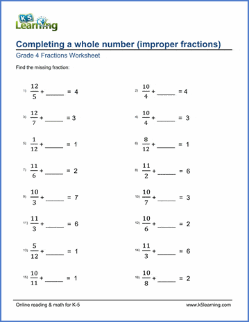 fractions of a whole number worksheet