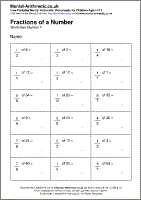 fractions of a whole number worksheet