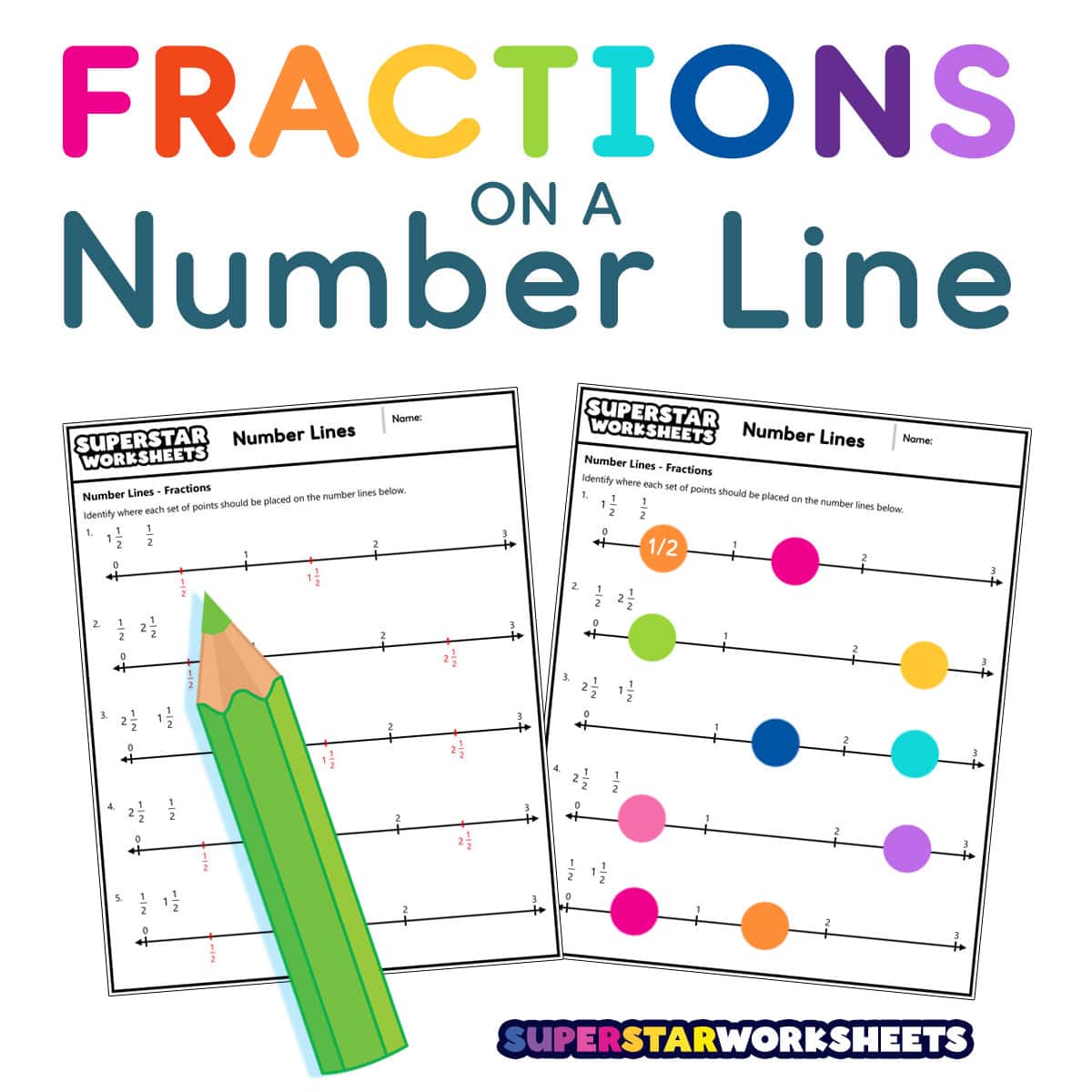fractions on a number line 3rd grade worksheet