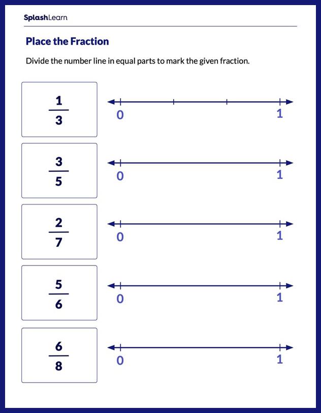 fractions on a number line worksheet grade 3