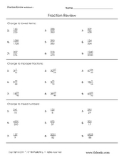 fractions review worksheet