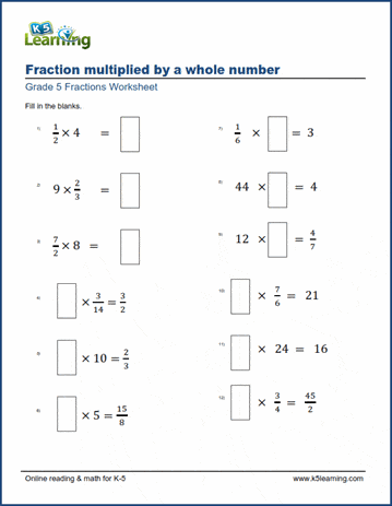fractions with integers worksheet