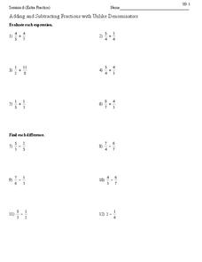 Adding and Subtracting Fractions with Unlike Denominators ...