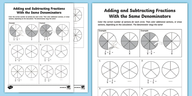 Adding and Subtracting Fractions With the Same Denominator ...