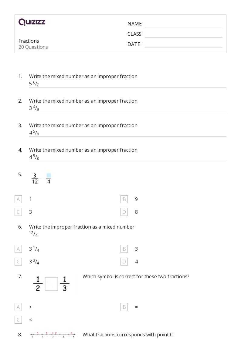 50+ Fractions worksheets for 3rd Grade on Quizizz | Free &  Printable
