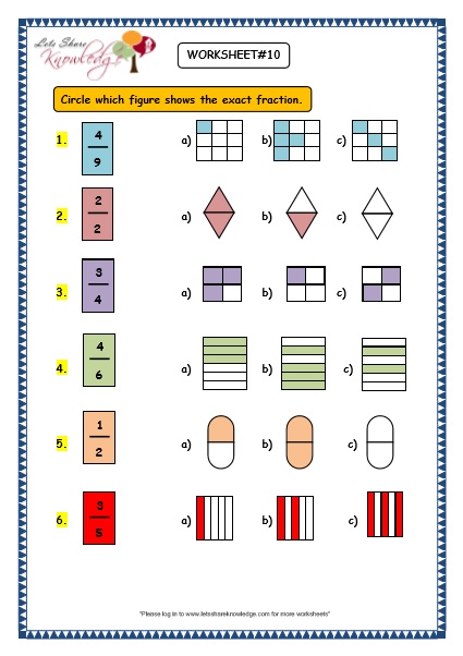 fractions worksheet for grade 3