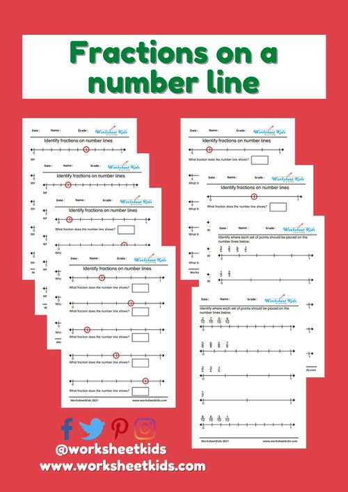 Fractions on a number line for 3rd grade: Ordering | Missing ...
