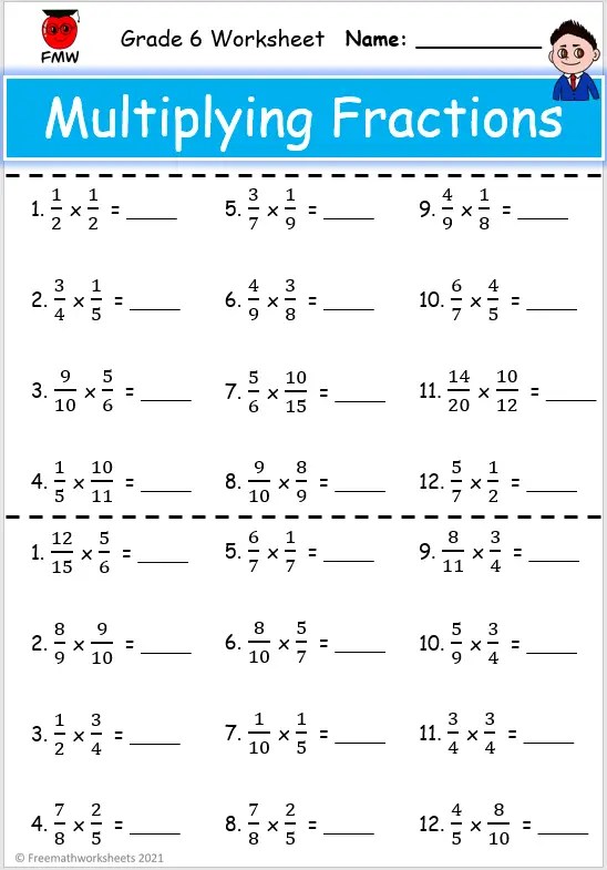 Grade 6 Multiplying Fractions Worksheets | Free Worksheets ...