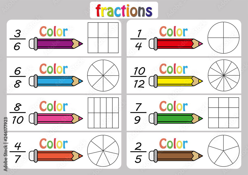 Fractions worksheet, Fraction Review, fraction practice ...