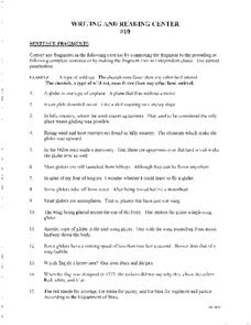 fragment sentence worksheet