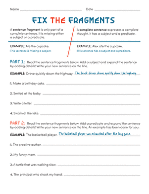 Fix the Fragments | Worksheet 