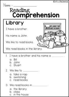 free 1st grade reading comprehension worksheet