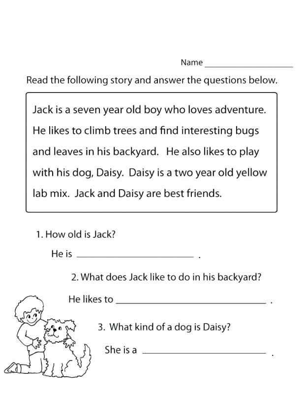 free 1st grade reading comprehension worksheet