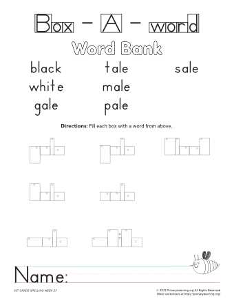 1st Grade Box-a-Word Spelling (Unit 27)  