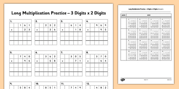Standard Algorithm Multiplication Worksheet | Twinkl USA