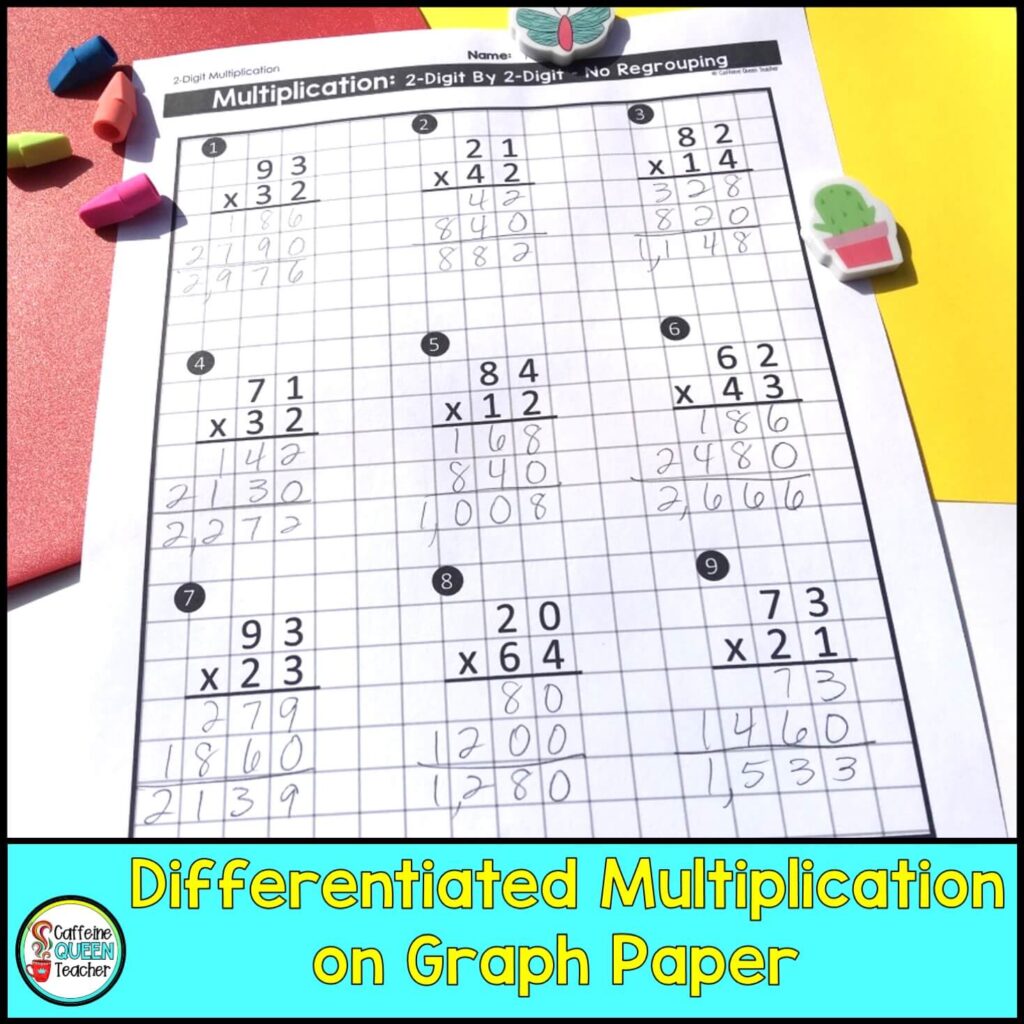 2-Digit Multiplication Worksheets: Differentiated - Caffeine Queen ...