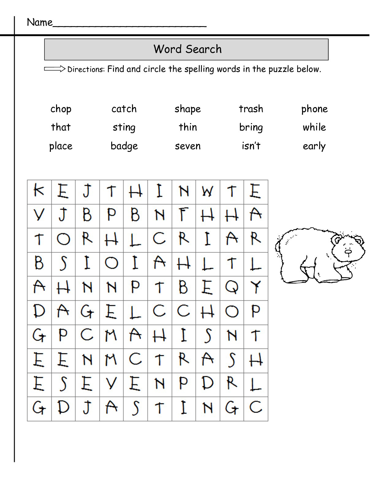 free 2nd grade word search puzzles