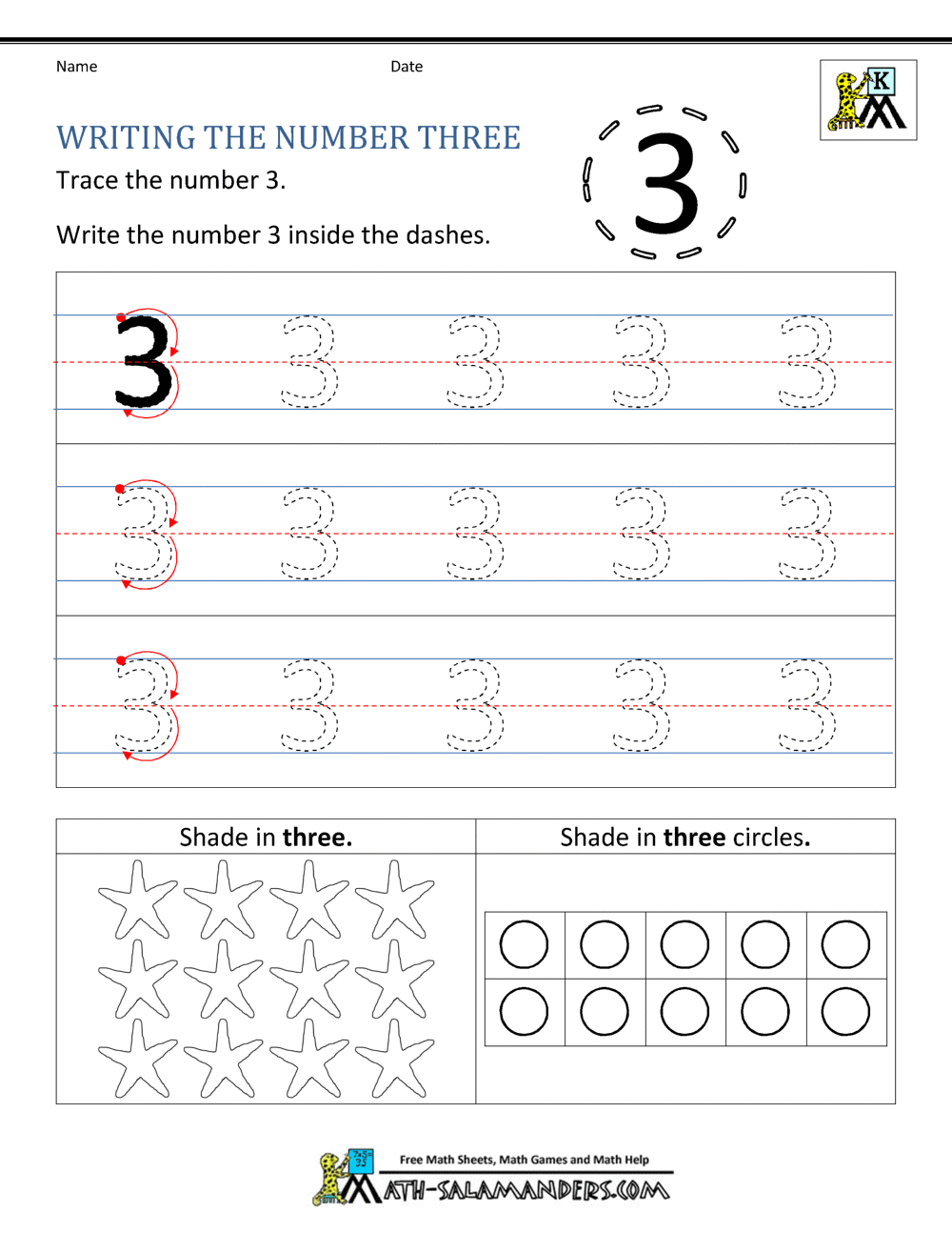 Kindergarten Printable Worksheets - Writing Numbers to 10
