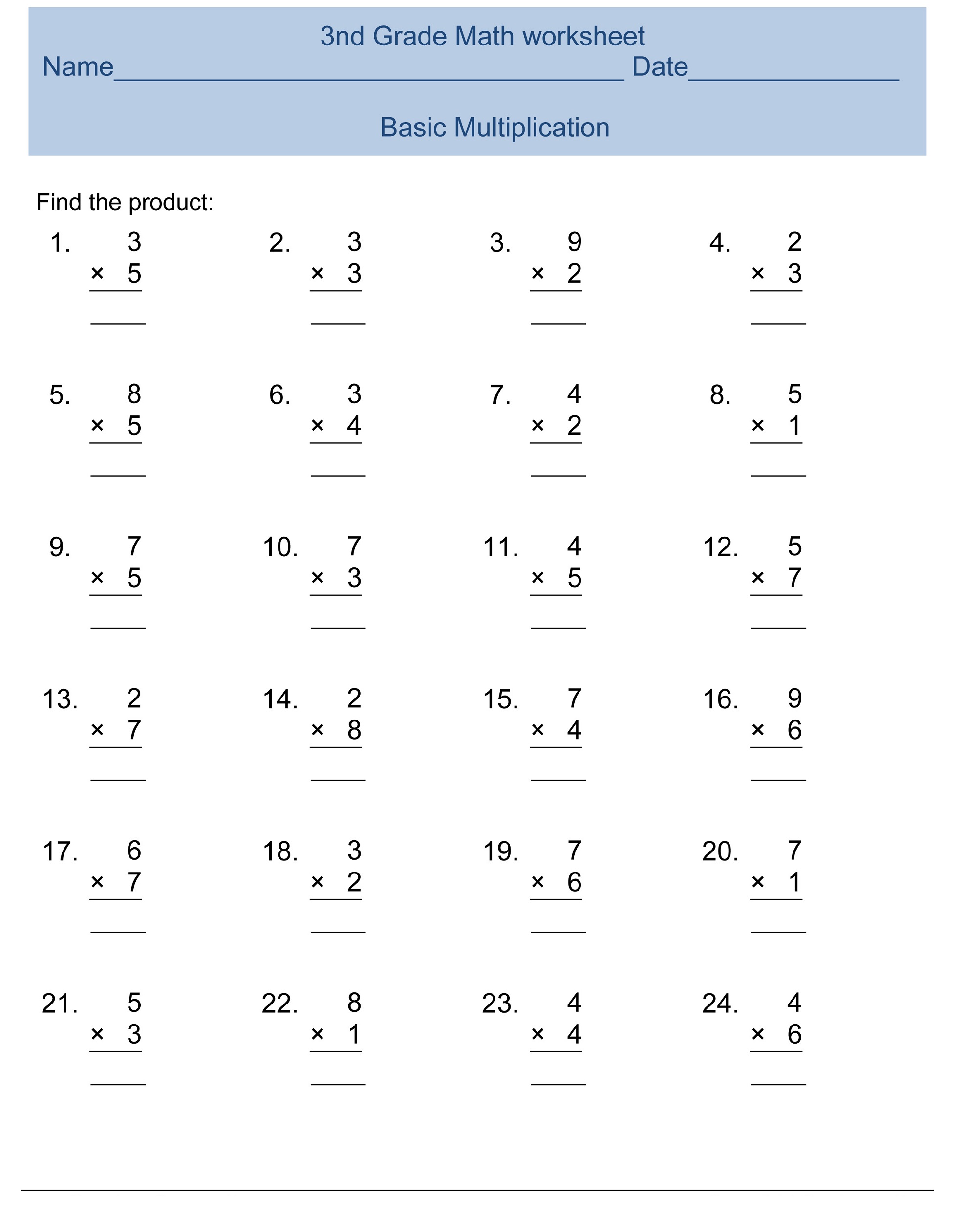 Printable 3Rd Grade Math Worksheets - Printable Template Calendar