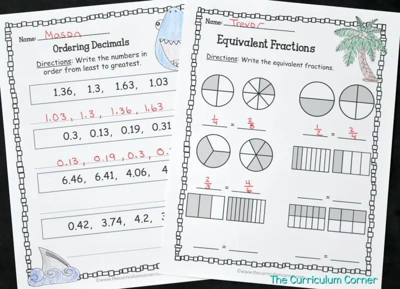 4th Grade Summer Math Booklet - The Curriculum Corner 4-5-6