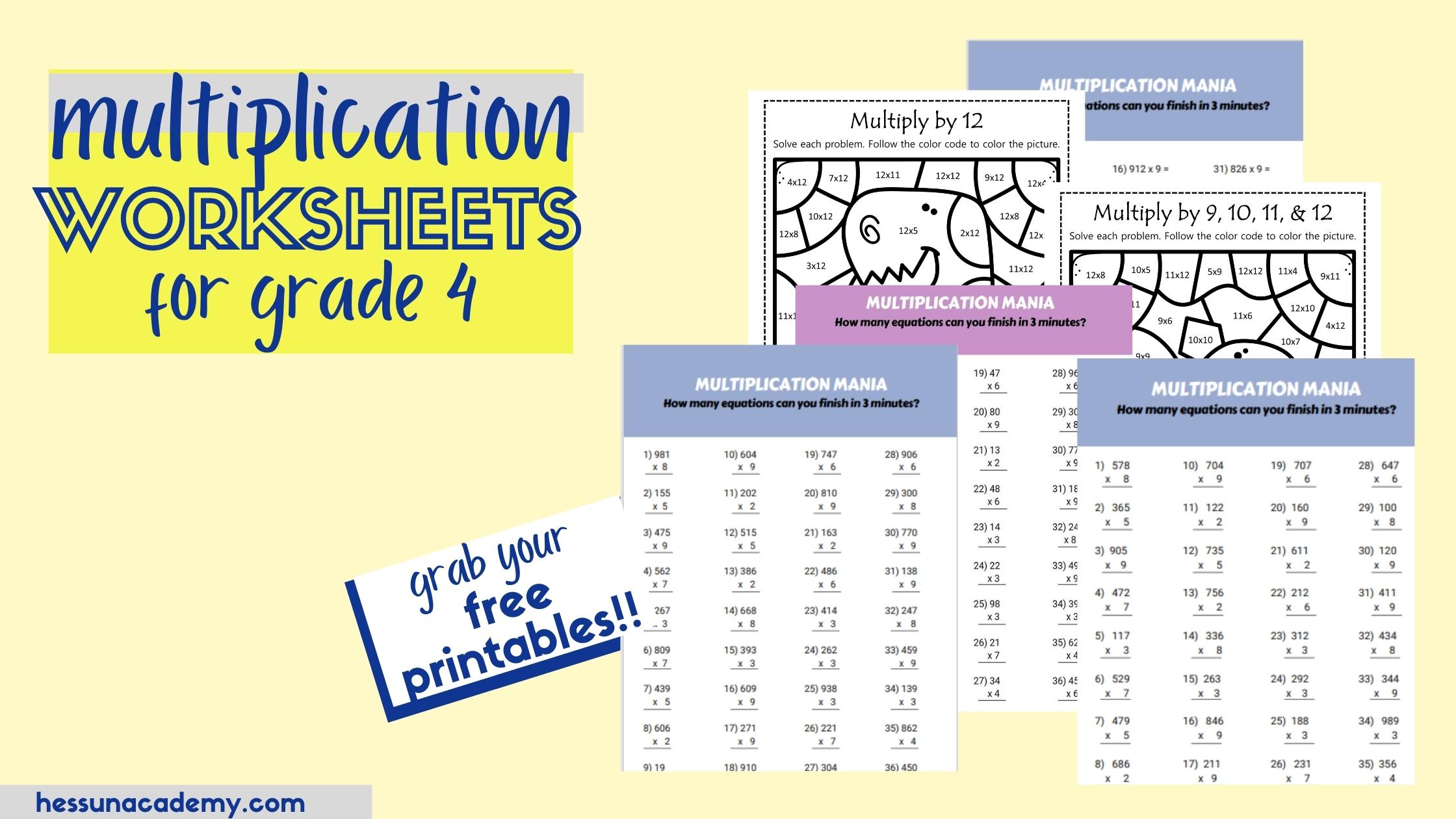 Multiplication Worksheets For Grade 4 | Free Printable PDFs - Hess ...