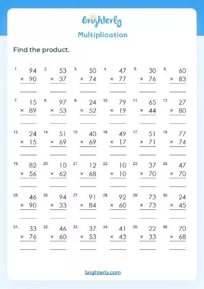 4th Grade Multiplication Worksheets - Free Printable ...