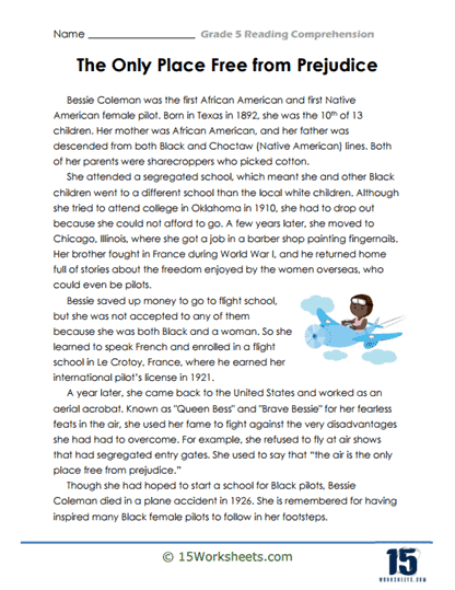 free 5th grade reading worksheet