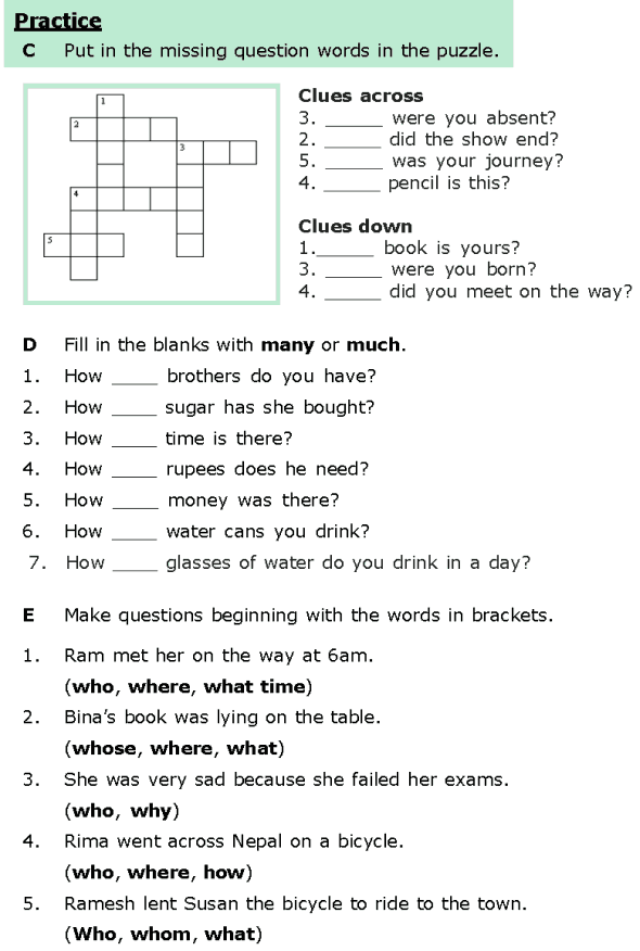 Grade 6 Grammar Lesson 8 Questions