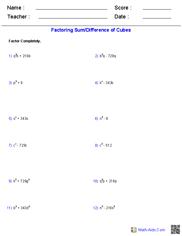 Algebra 2 Worksheets | Polynomial Functions Worksheets
