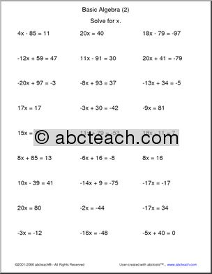 Algebra | Page 5 of 6 | Abcteach