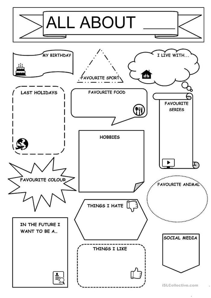 free all about me worksheet