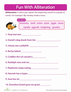 Fun with Alliteration | Worksheet 