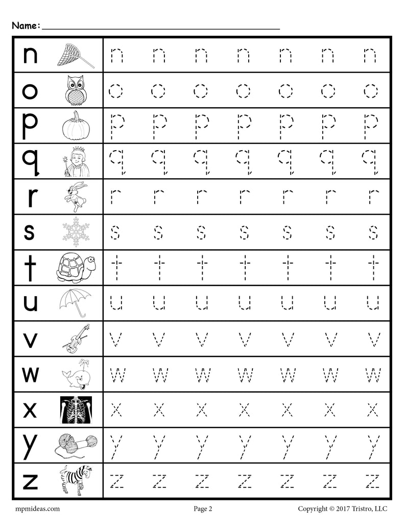 free alphabet tracing sheets