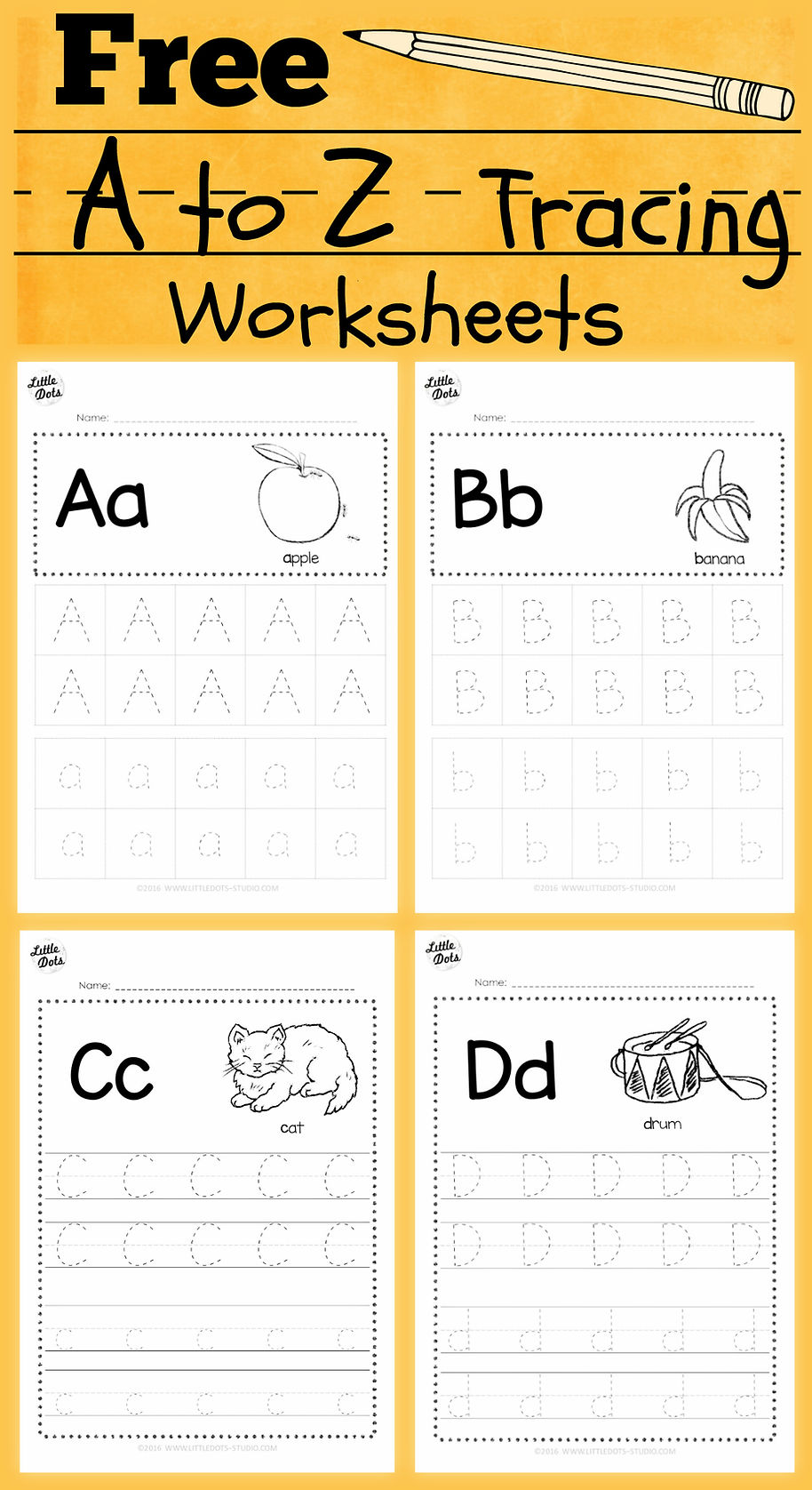 Free Alphabet Tracing Worksheets | Little Dots Education