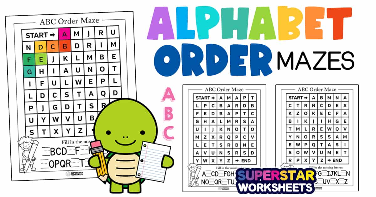 ABC Order Mazes -Worksheets Library