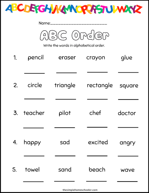 Free Alphabetizing Worksheets: ABC Order Made Easy! - The Simple ...