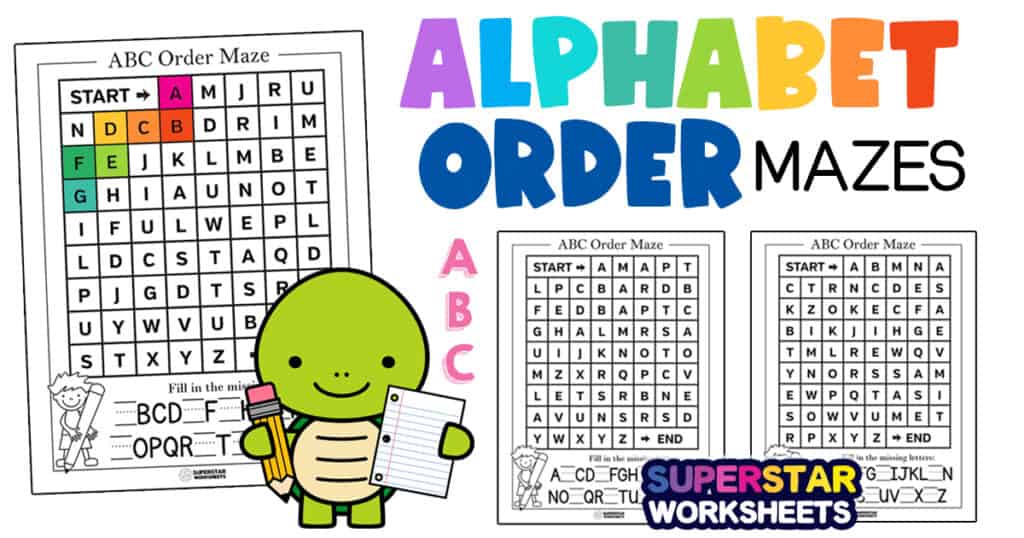 ABC Order Mazes -Worksheets Library