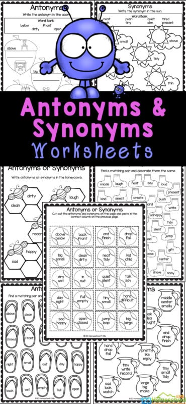 free antonym worksheet