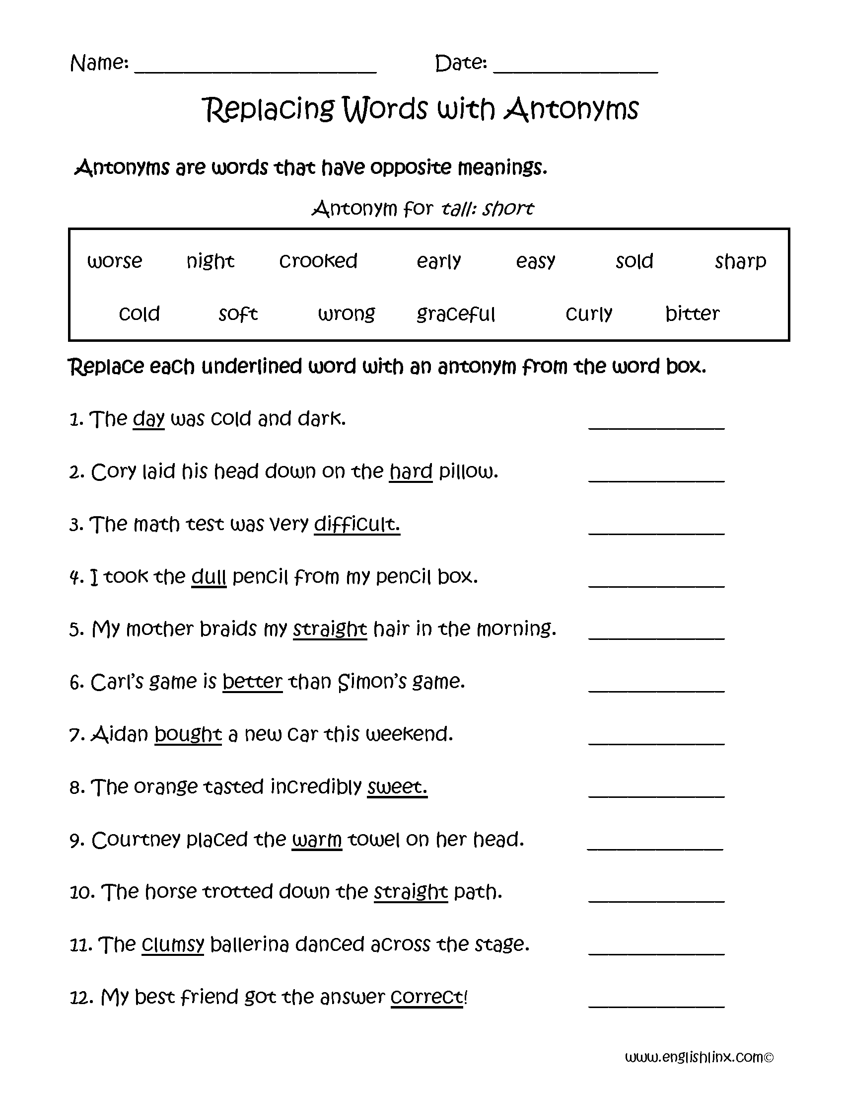 worksheets library | Antonyms Worksheets