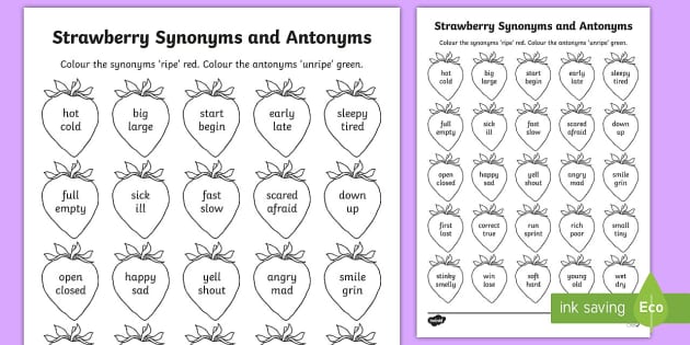 Synonyms and Antonyms - Printable Grammar Game for KS2