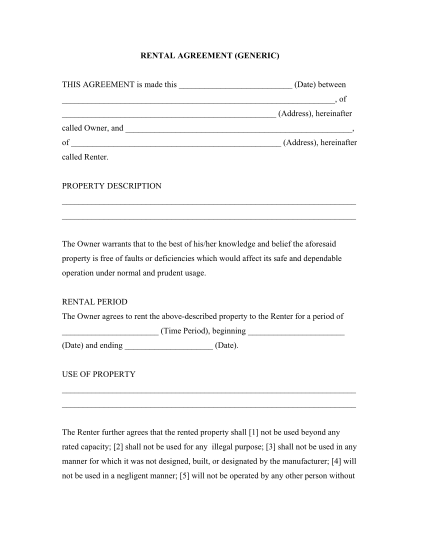 120 short rental agreement page 5 - Free to Edit, Download &  Print ...