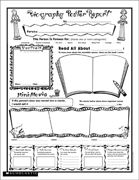 Biography Report: Fill-In Poster | Printable Book Reports and ...