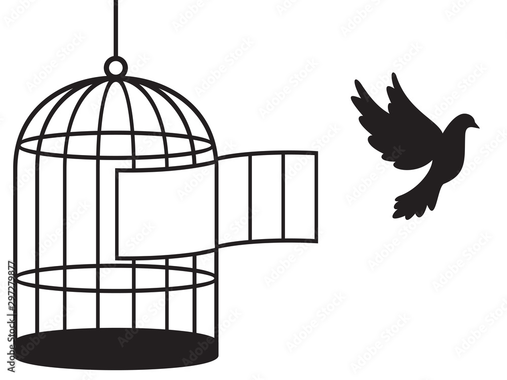 Bird cage (free bird) Stock-Vektorgrafik | Adobe Stock
