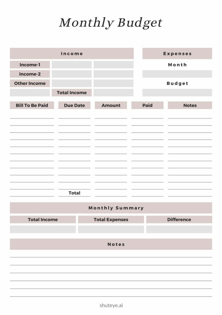 20+ Free Printable Budget Planner Templates - ShutEye