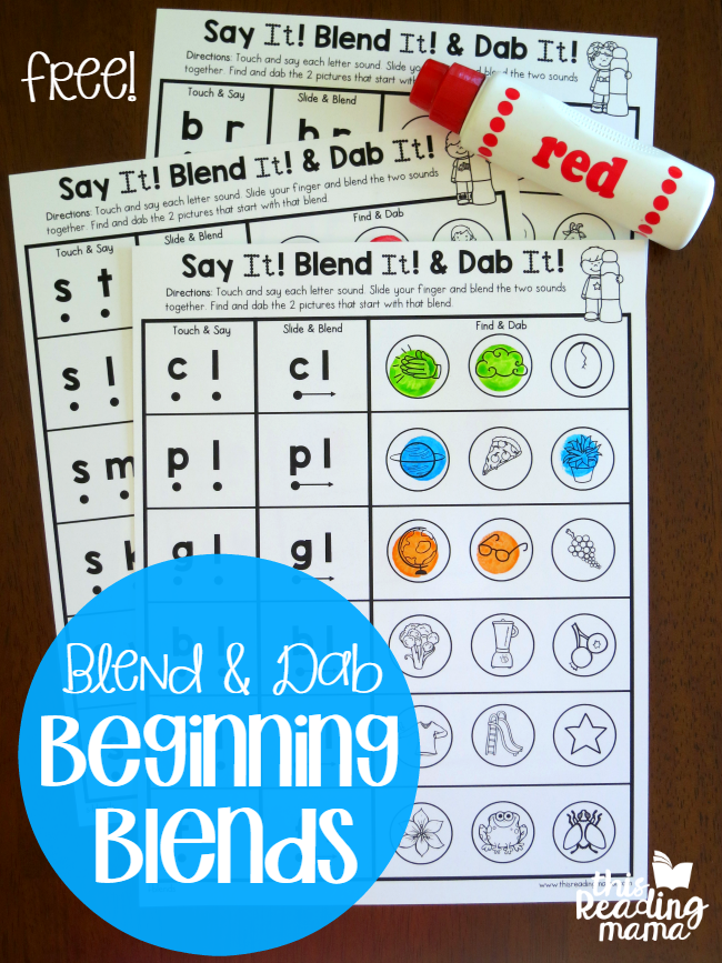 Blend &  Dab Beginning Blends Worksheets - This Reading Mama